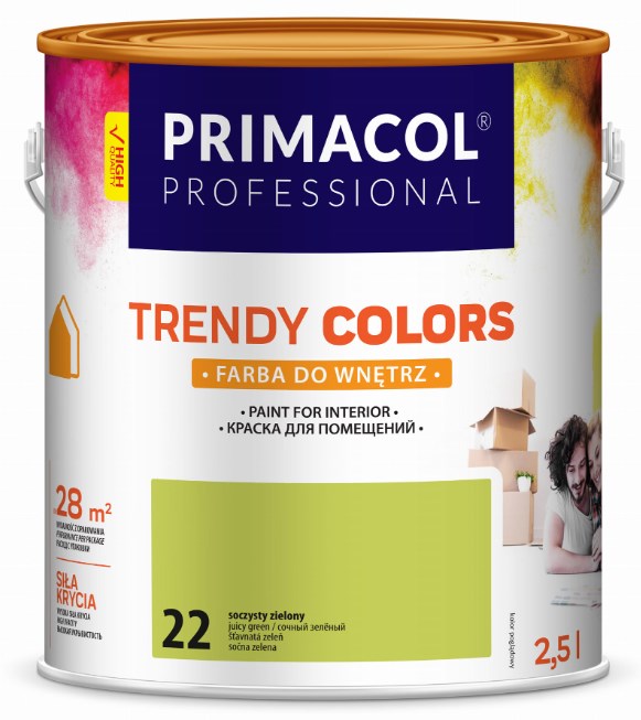 Farba akrylowa Trendy Colors 2,5 l mat soczysty zielony do ścian i sufitów